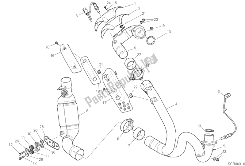 All parts for the Exhausrt Pipe Assy of the Ducati Scrambler 1100 PRO USA 2020